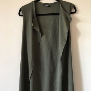 Olive Green Sleeveless Duster